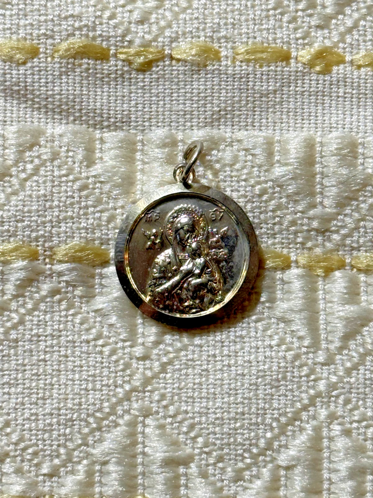 Virgin of the Passion Orthodox Theotokos and Christ Stainless Steel Pendant Icon