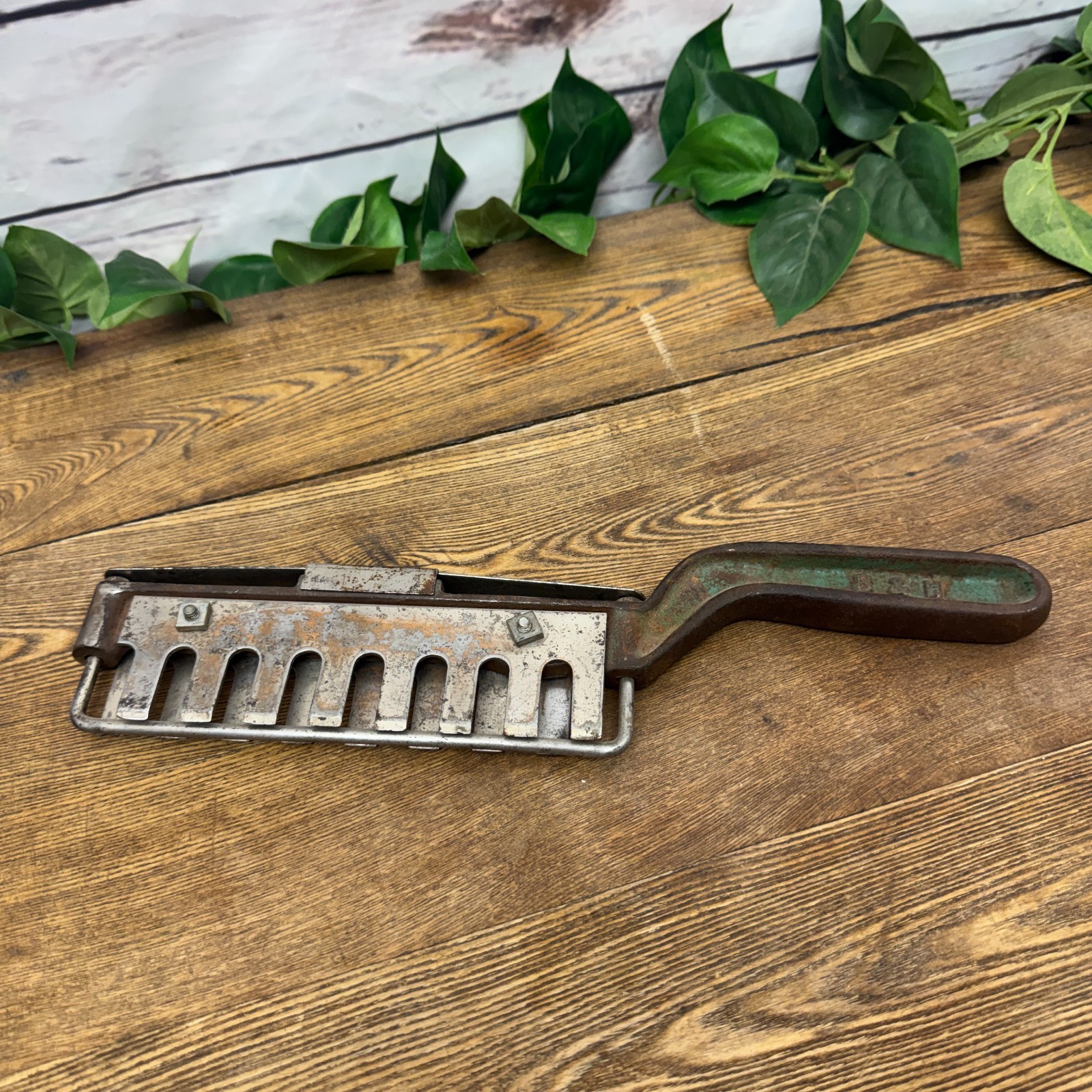 B & H Browne & Halco Cast Iron Steel Meat Tenderizer Butcher Shop Tool 1920s VTG