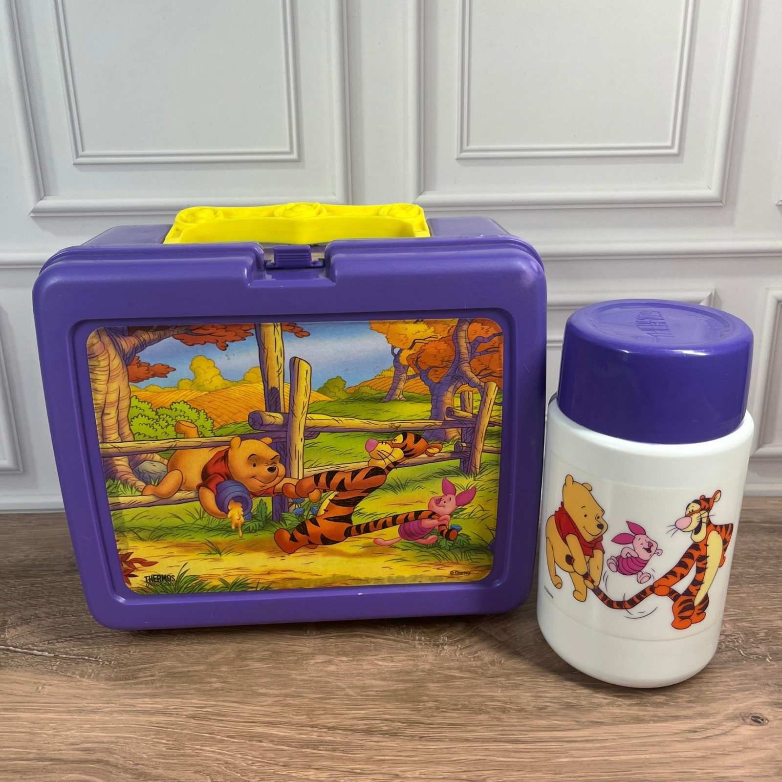 Vintage 1990's Thermos Winnie the Pooh Lunch Box Kids Purple Disney Tigger Set