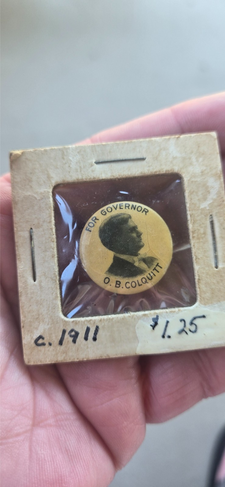 Antique O.B. Colquitt Texas Governor Campaign Pinback Button Whitehead Hoag c191