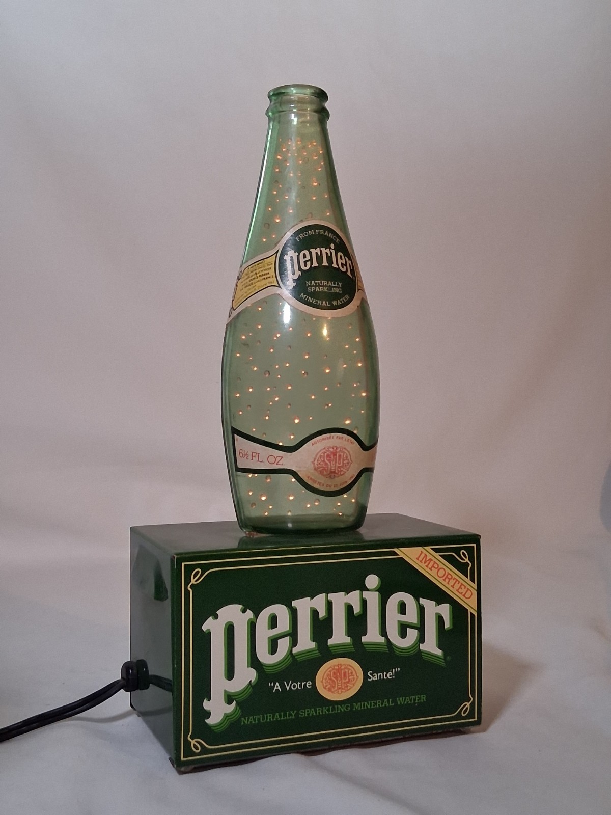 Vintage Perrier Sparkling Water Bottle Lighted Motion Lamp Store Display