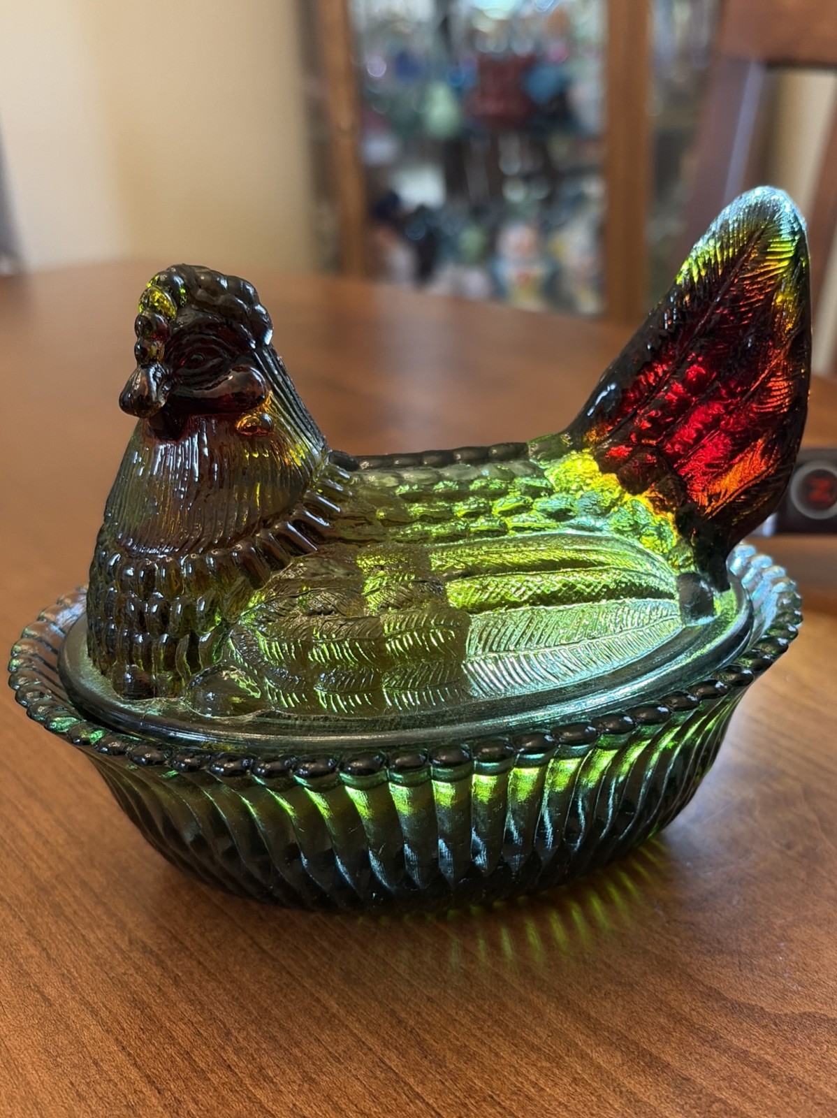 Vintage Boyd Hen On Nest Rubina Cadmium -Rare