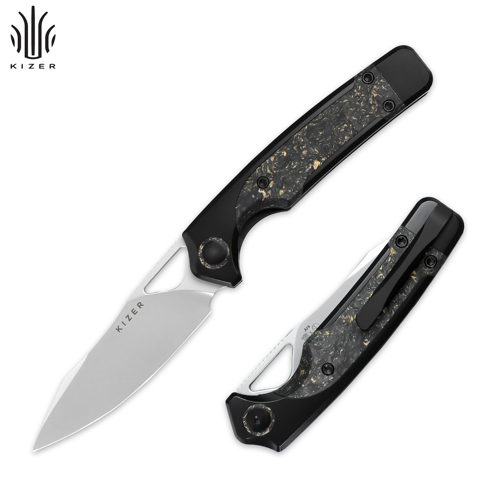 Kizer Ara Folding EDC Pocket Knife S45VN Blade Titanium & Carbon Fiber Handle