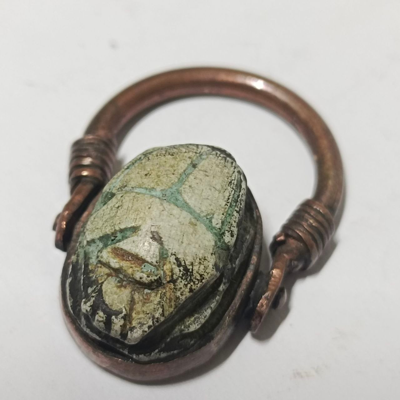 Egyptian Scarab Ring with Hieroglyphic Symbols – Unique Collectible Jewelry Piec