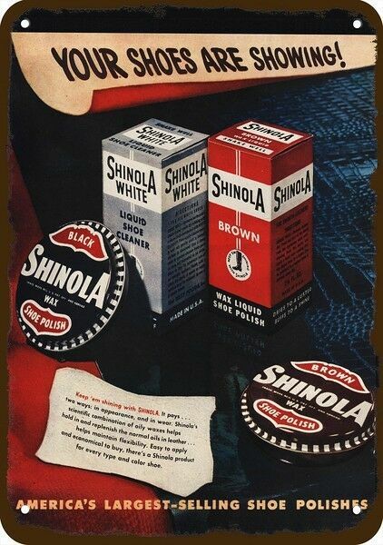 1948 SHINOLA SHOE POLISH WAX Vintage Look *** DECORATIVE REPLICA METAL SIGN *** 1948 SHINOLA SHOE POLISH WAX Vintage Look *** DECORATIVE REPLICA METAL SIGN ***
