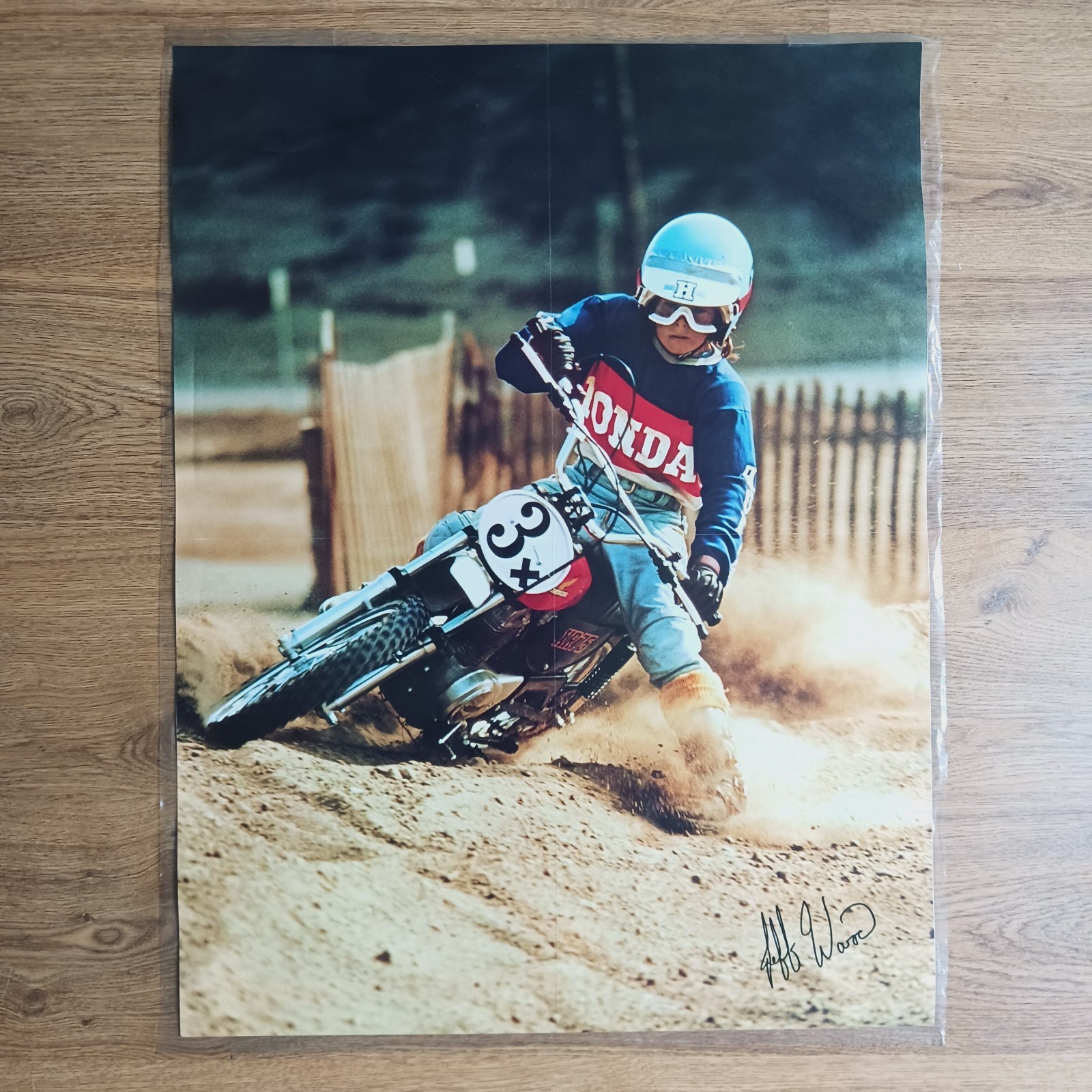 ORIGINAL Jeff Ward XR75 Motocross Poster Laminated 22x29 Rare Vintage Honda 