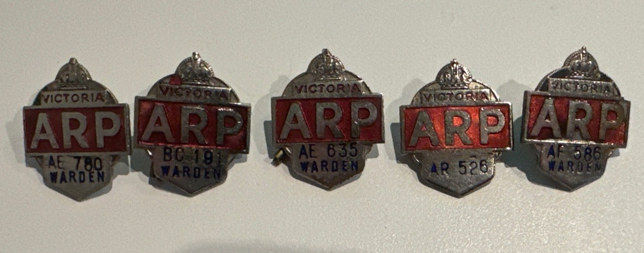 WW2 Australia VICTORIA ARP WARDEN Enamel Badge Collectable Bulk Lot World War II
