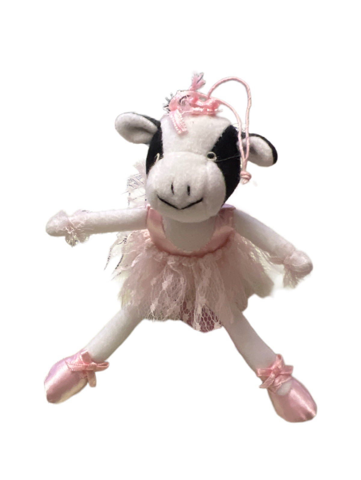 Russ Berrie Ballerina Cow Stuffed Animal Plush Ornament  6”