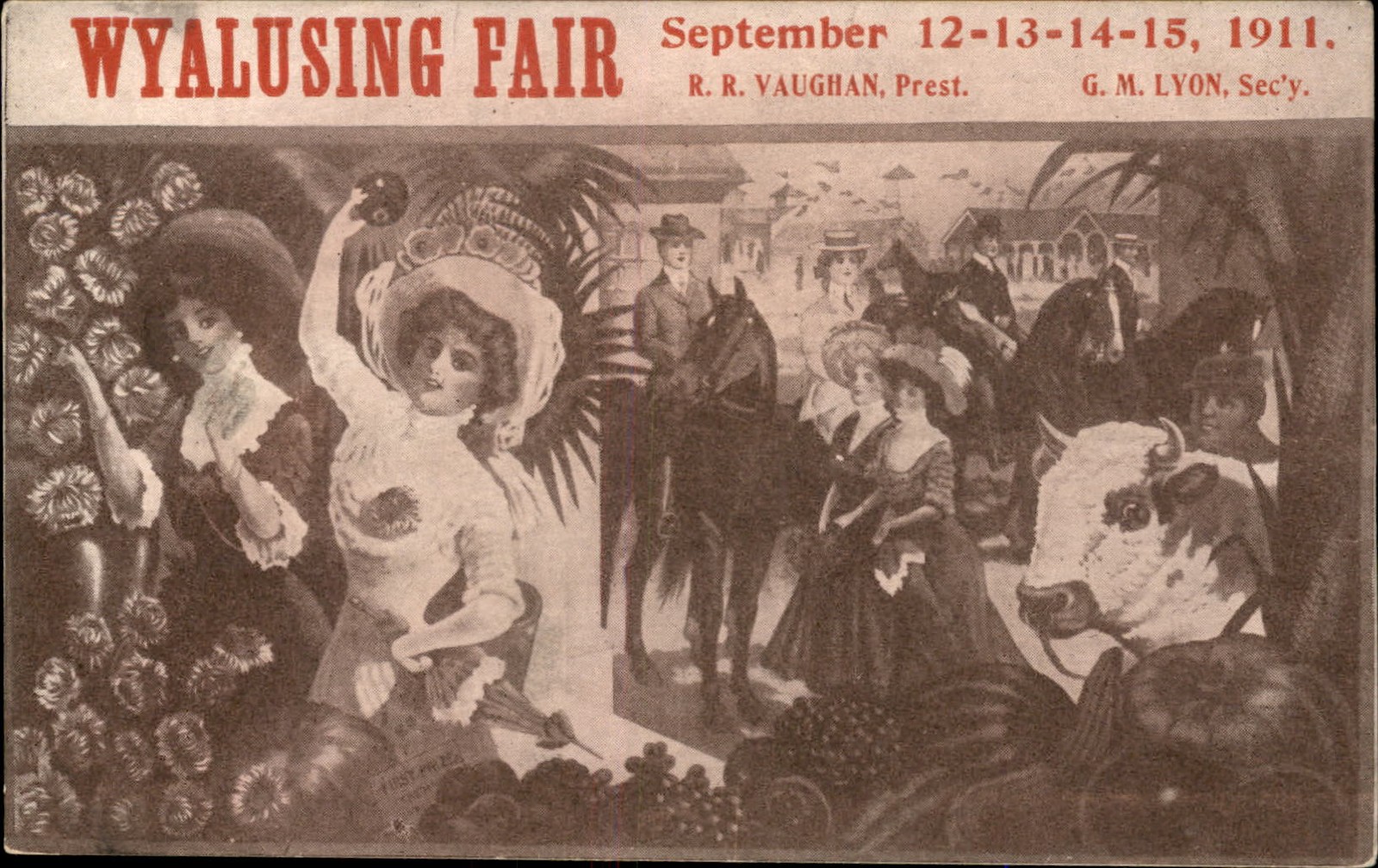 Wyalusing PA Fair Beautiful Woman Mural c1911 SCARCE Postcard bhn