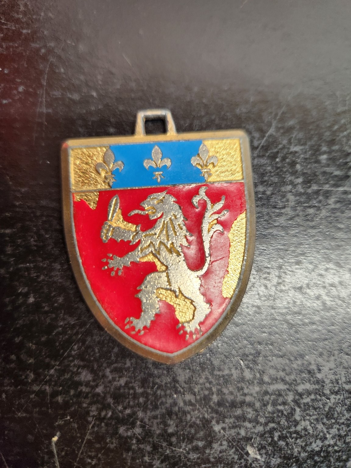 Vintage Lyon France Souvenir Pin Shield Heraldic Lion Fleur-de-lis Vintage Lyon France Souvenir Pin Shield Heraldic Lion Fleur-de-lis