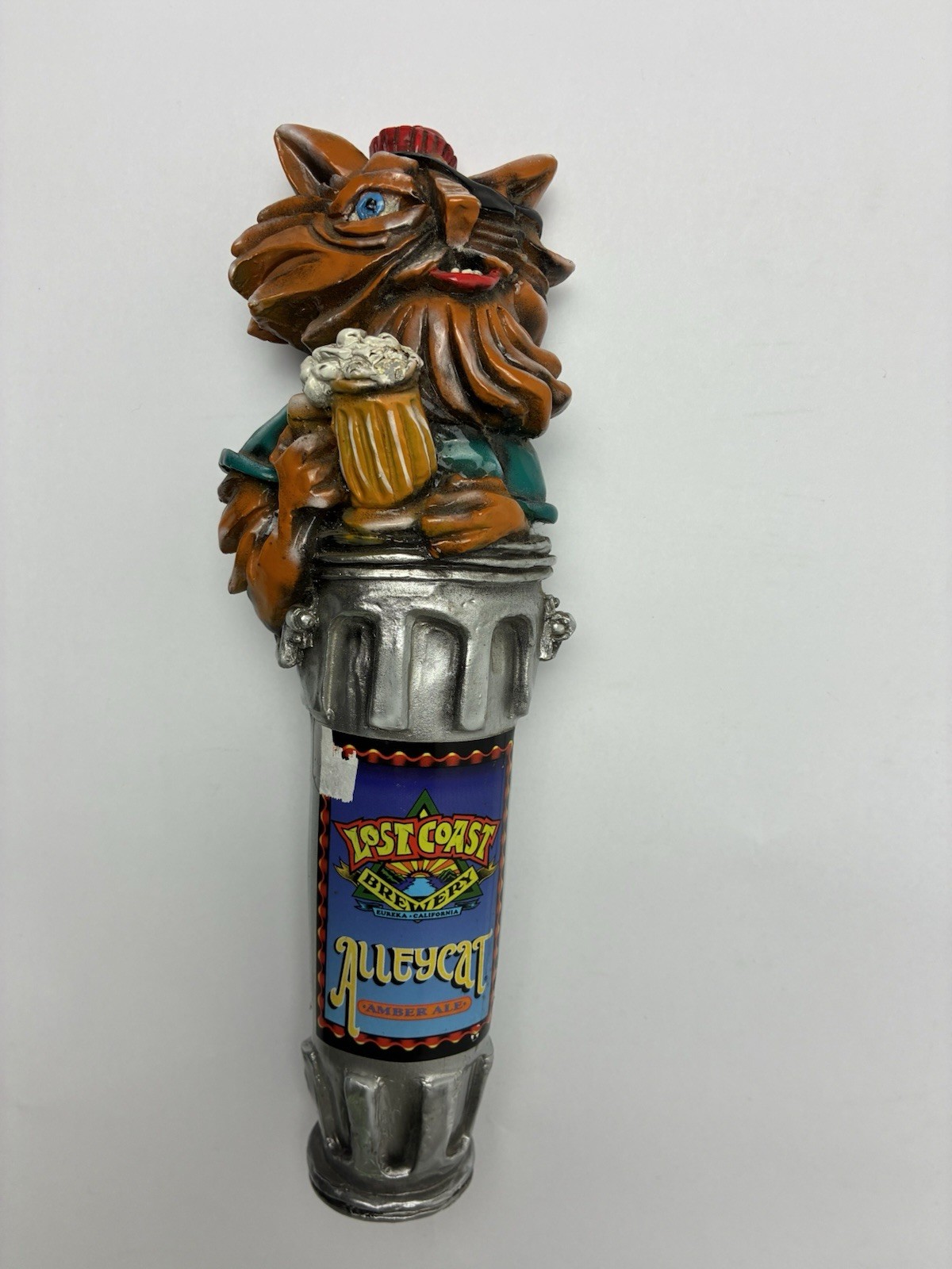 Lost Coast Alleycat Amber Ale Tap Handle - Rare Alley Cat in Trash Can