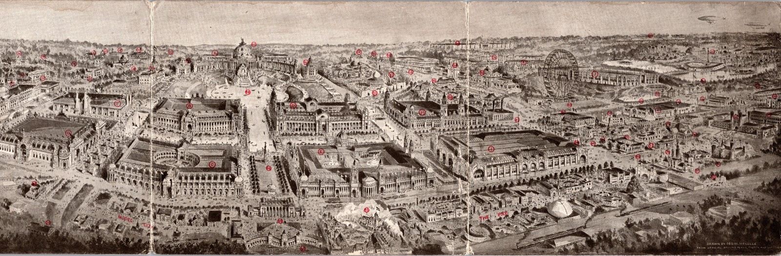 Postcard Tri-Fold St. Louis Worlds Fair Panoramic View 1904 Very Rare