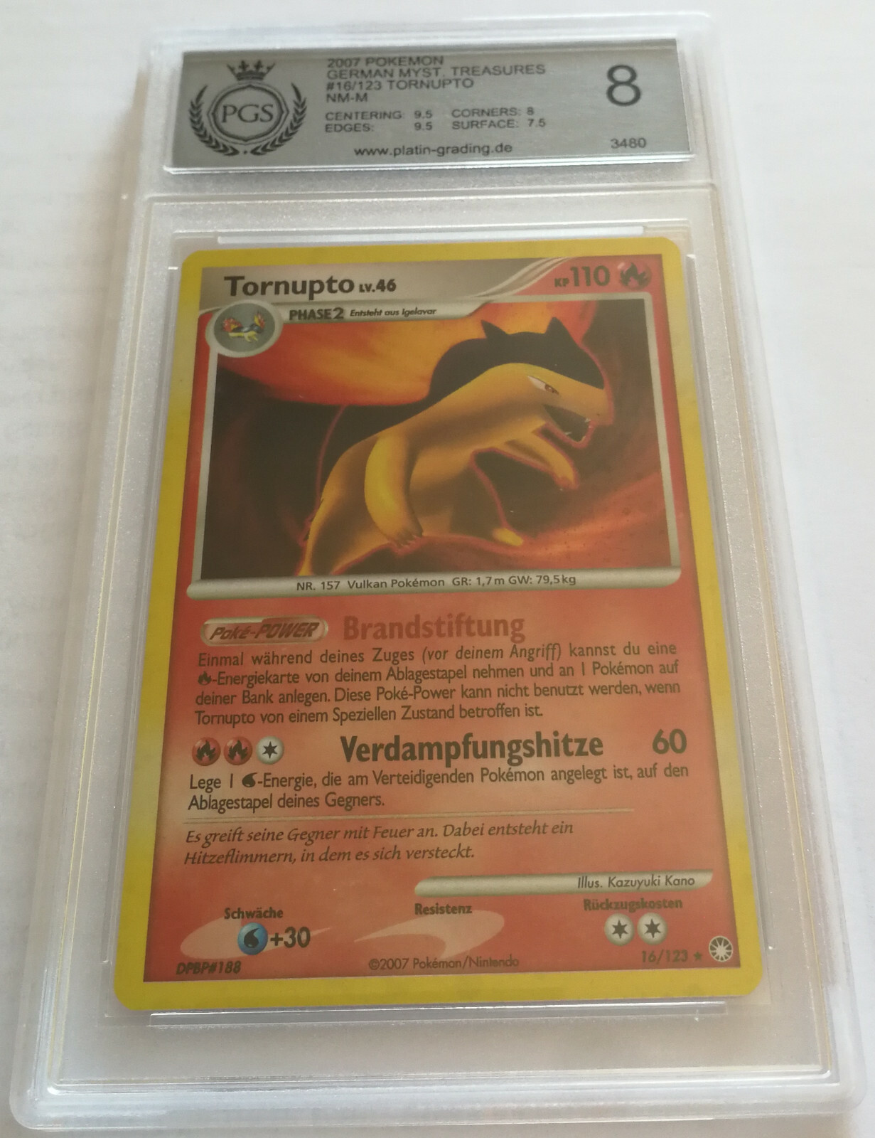 Pokemon Card Tornupto LV. 46 16/123 Holo Rare (2007) PGS 8 NM-Mint (PSA BGS)