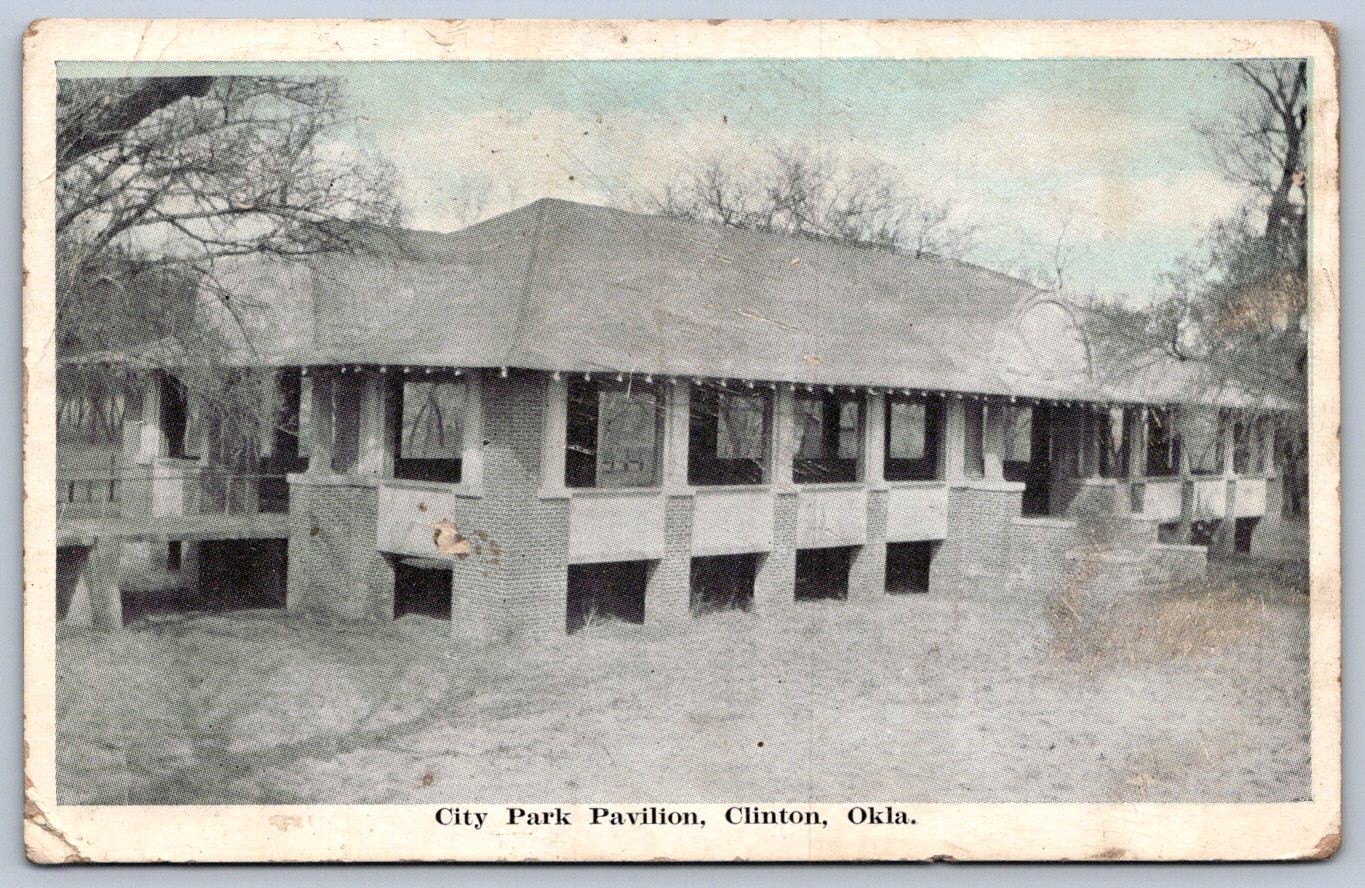 K49/ Clinton Oklahoma Postcard c1910 City Park Pavilion Building 203