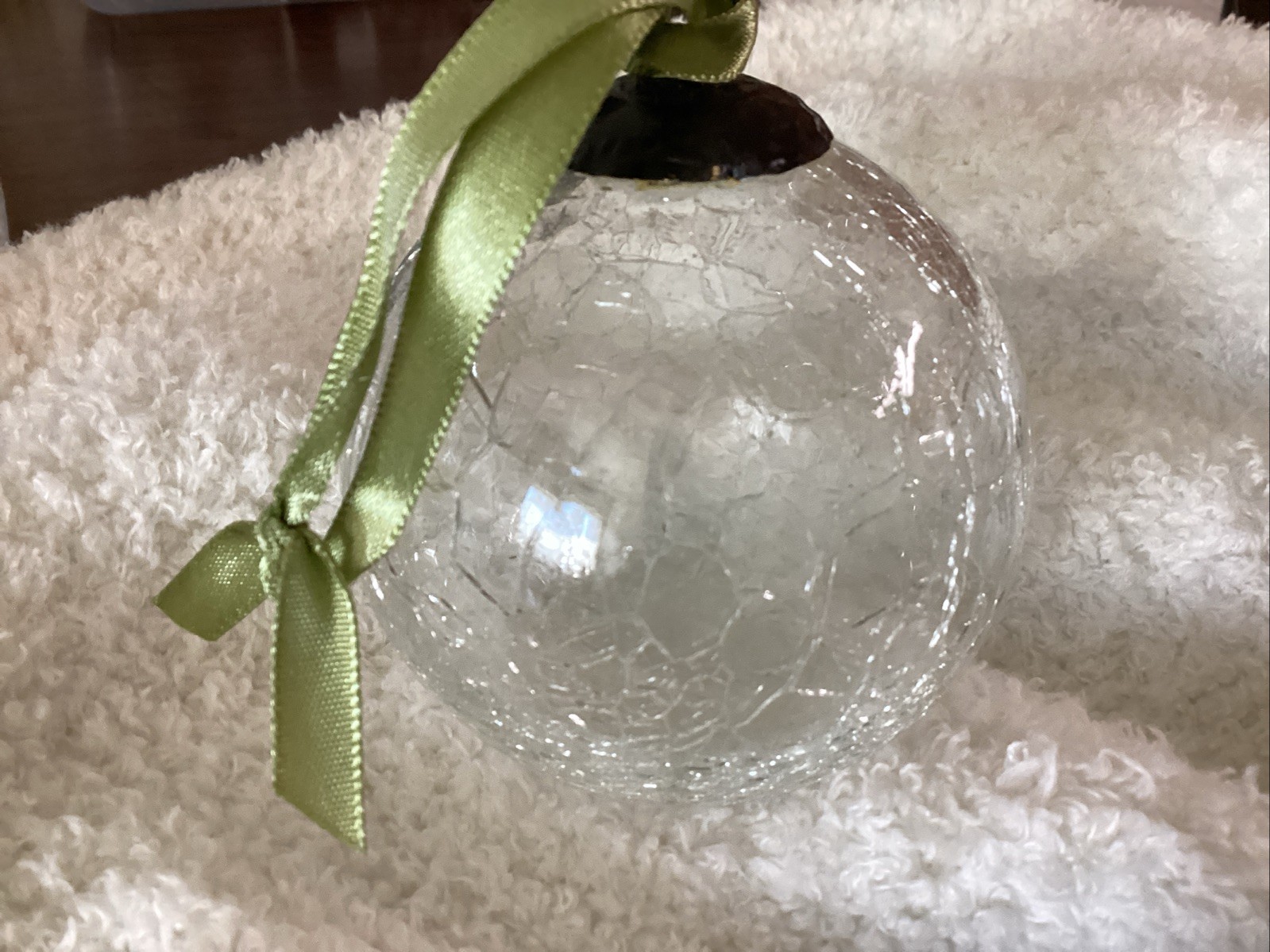 Vintage KUGEL Christmas Ornament CLEAR Crackle 3.5”