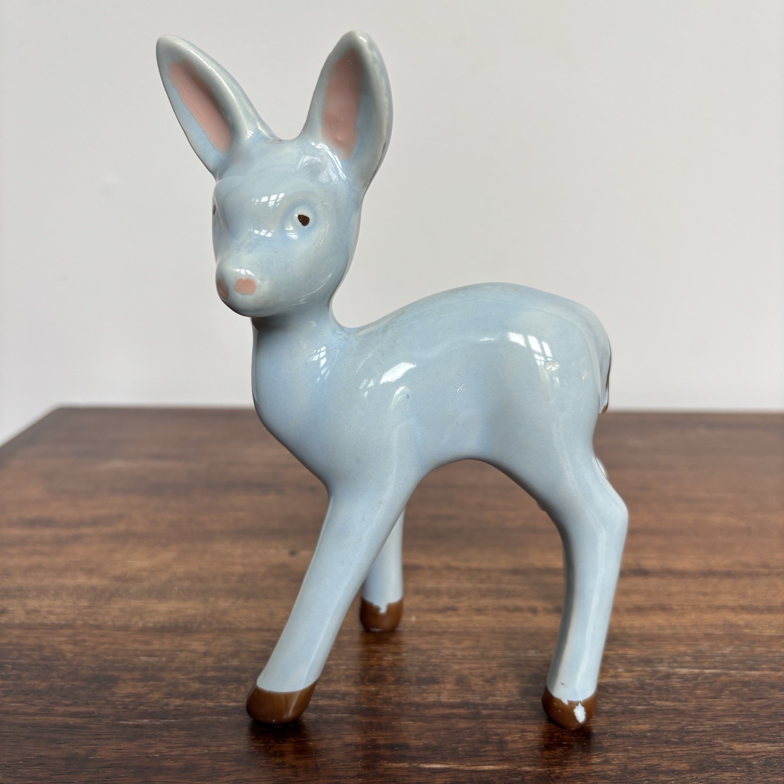 Vintage Ceramic Standing Fawn, Doe, Deer Figurine, Light Blue Hand-painted Vintage Ceramic Standing Fawn, Doe, Deer Figurine, Light Blue Hand-painted