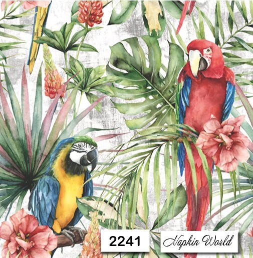 (2241) TWO Individual Paper LUNCHEON Decoupage Napkin - TROPICAL BIRDS MACAW (2241) TWO Individual Paper LUNCHEON Decoupage Napkin - TROPICAL BIRDS MACAW