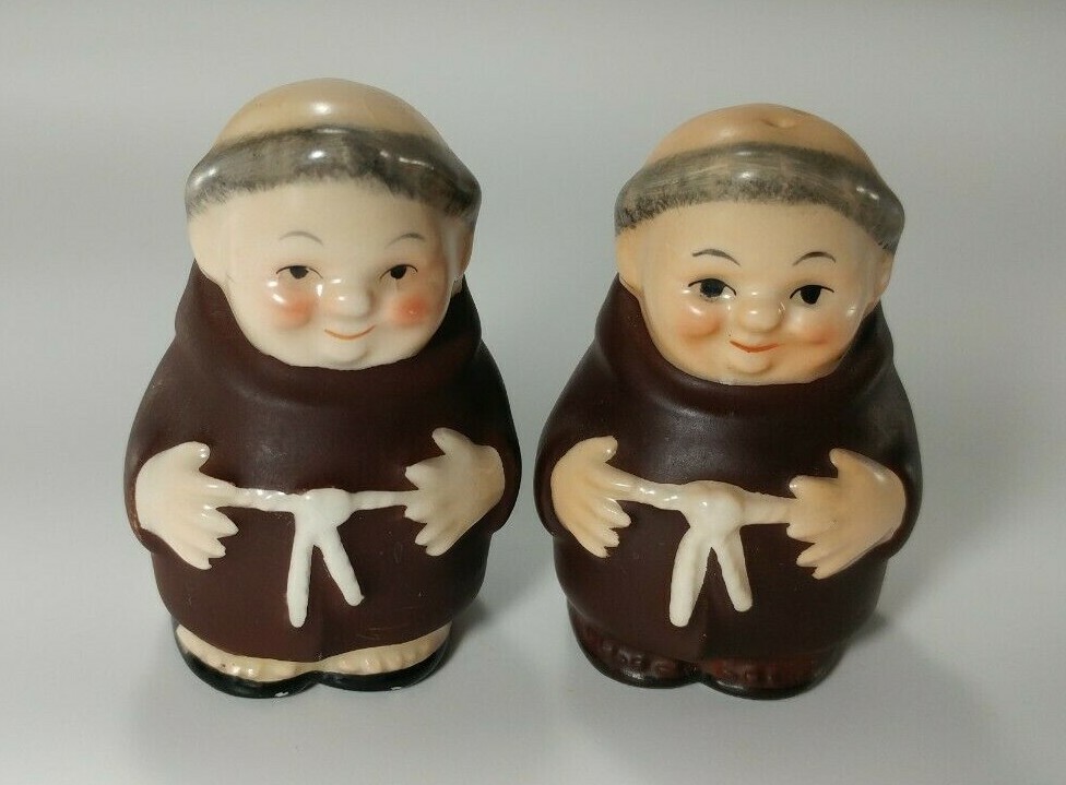 Vintage Goebel Germany Friar Tuck Monk Salt & Pepper Shakers  