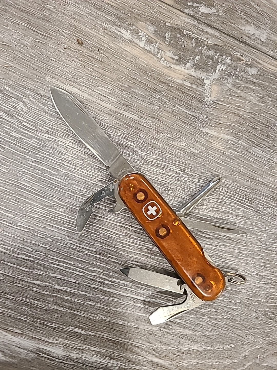 Rare Discontinued Wenger Delemont Swiss Army Knife Transparent Red Orange 