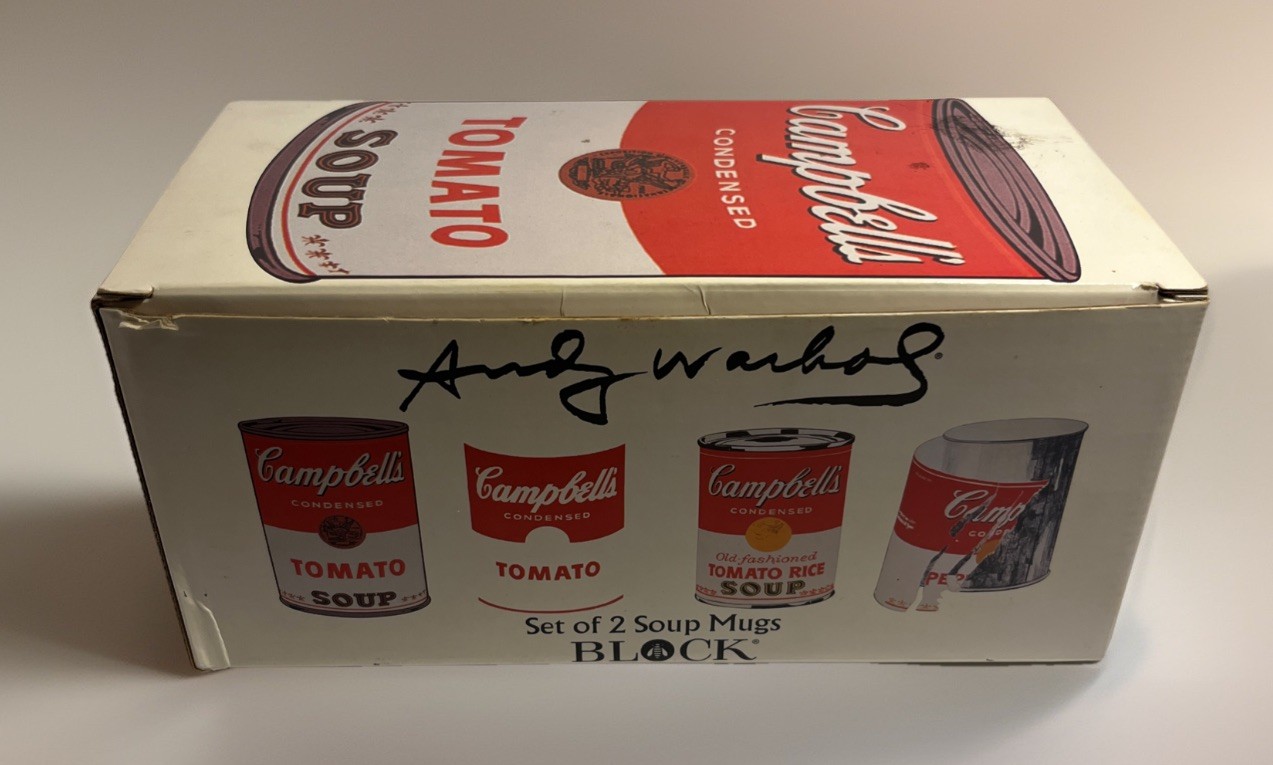 Vintage Andy Warhol Set of 2 Campbell’s Soup Mugs N.I.B. Rare Mint Collaboration