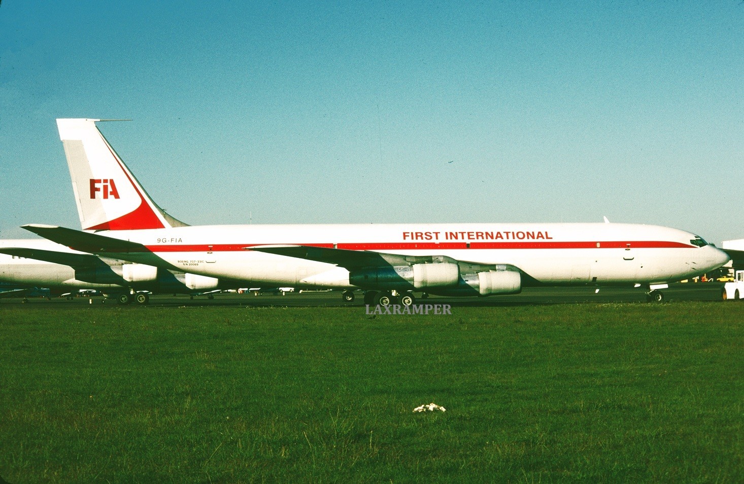 Original 35mm aircraft Slide First International Boeing B-707-331C 9G-FIA plane