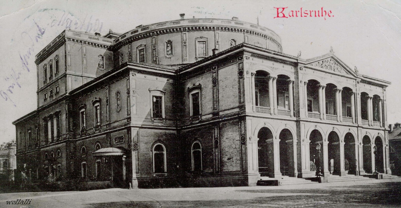 Rare litho court theatre Karlsruhe 8.9.1901 to Graz Lautz & Isenbeck B 31034 