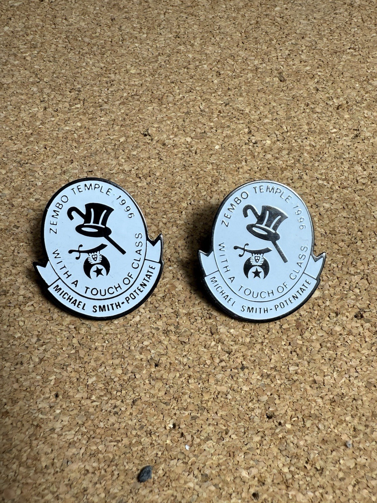 Lot of 2 Vintage Zembo Temple 1996 Masonic Pins Michael Smith Potentate