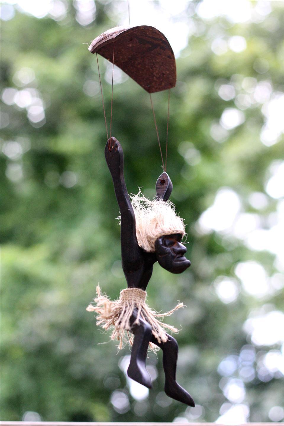 Primitive Tribal Tiki Statue Skydive Parachute Bar Figurine Gift Art Home Decor 