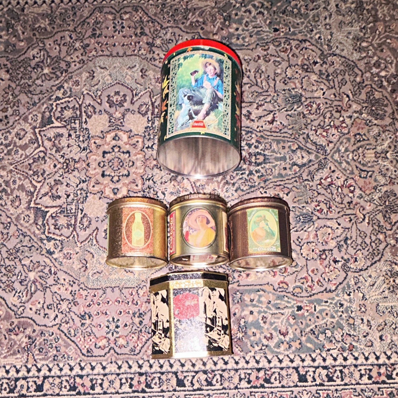vintage 1990s Coca-Cola Soda Collectible Tin Lot of 5 w/ Jigsaw Puzzle
