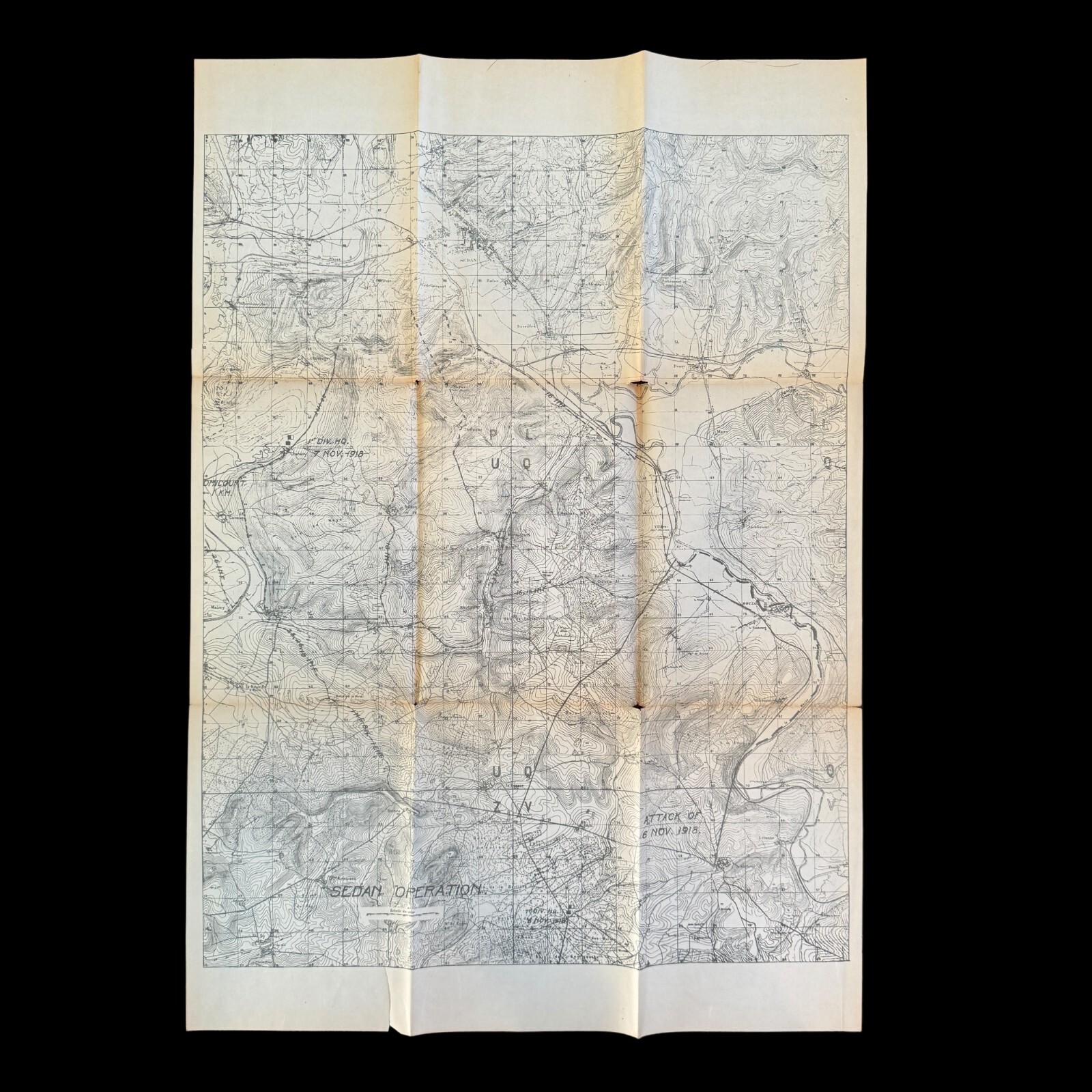 RARE World War I Sedan Operation Western Front AEF Operations Map