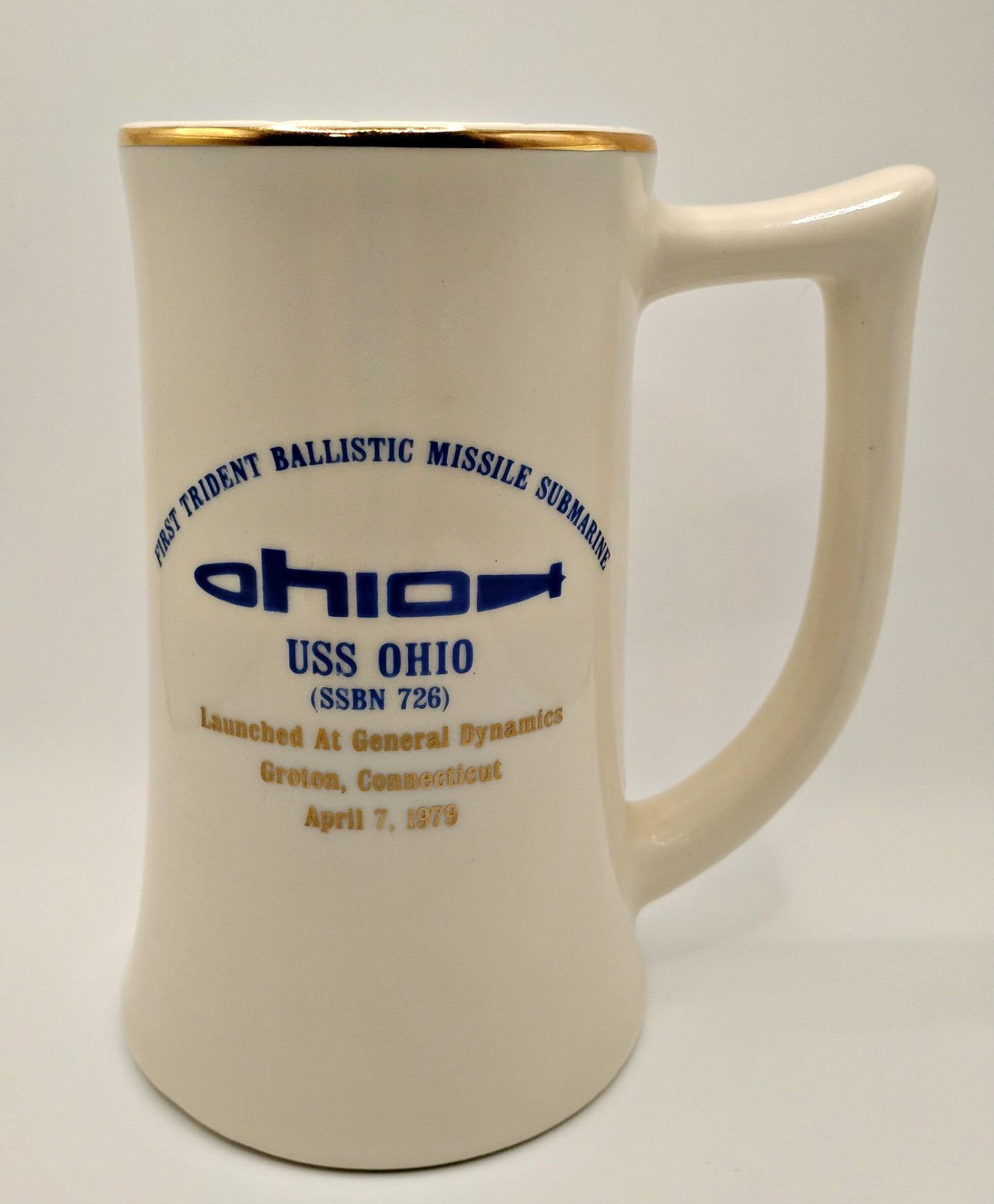 Vtg 1979 USS OHIO SSBN 726 Submarine Launch Mug Stein Navy Flo-Tork Orrville OH Vtg 1979 USS OHIO SSBN 726 Submarine Launch Mug Stein Navy Flo-Tork Orrville OH