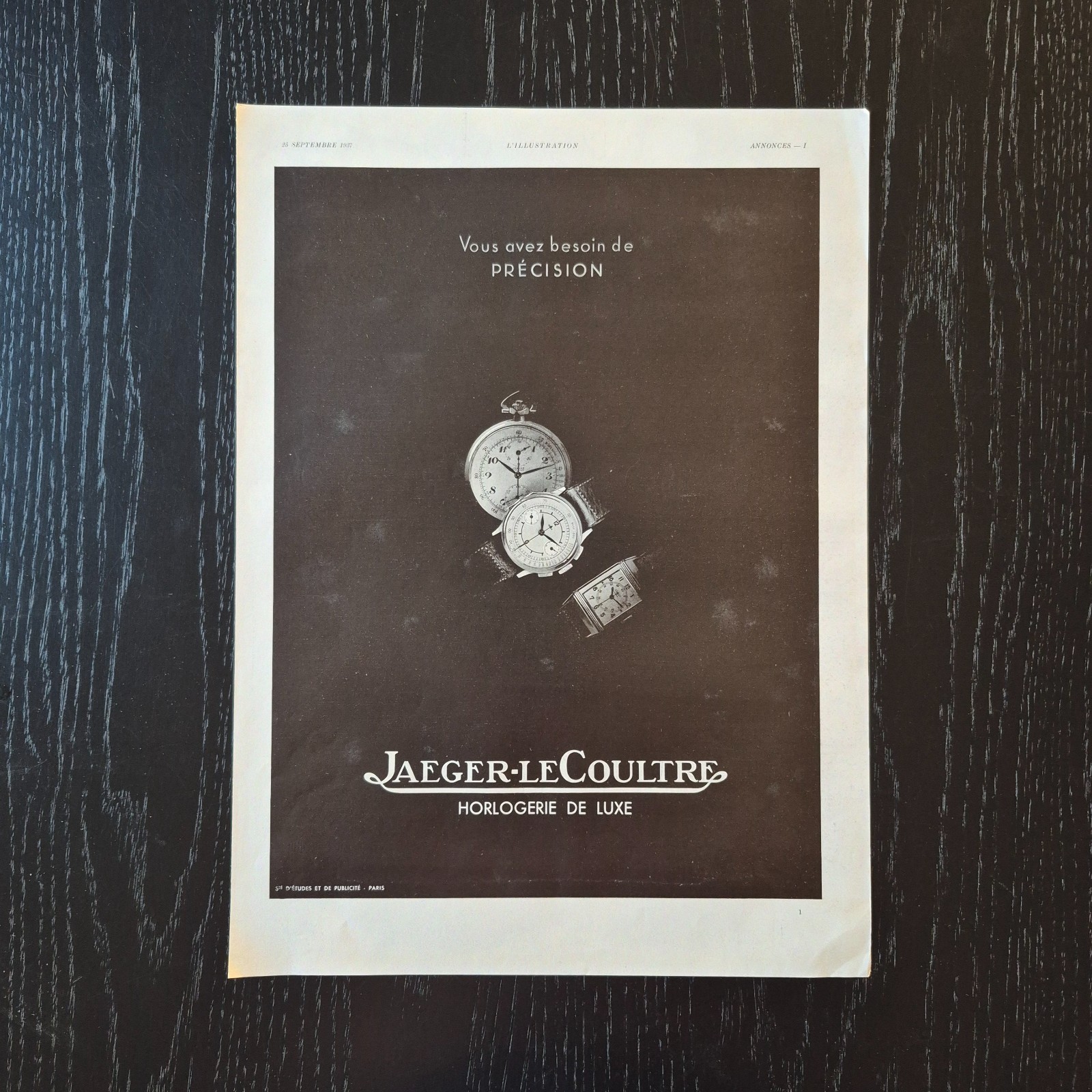 1937 #2 Jaeger LeCoultre - Original AD Advertising 28x38 Advertising Vintage