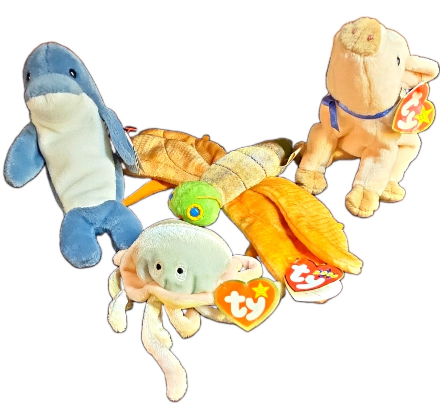 Ty Beanie Babies Mixed Lot 4-Pack Echo Knuckles Glow Goochy RARE FIND Retired
