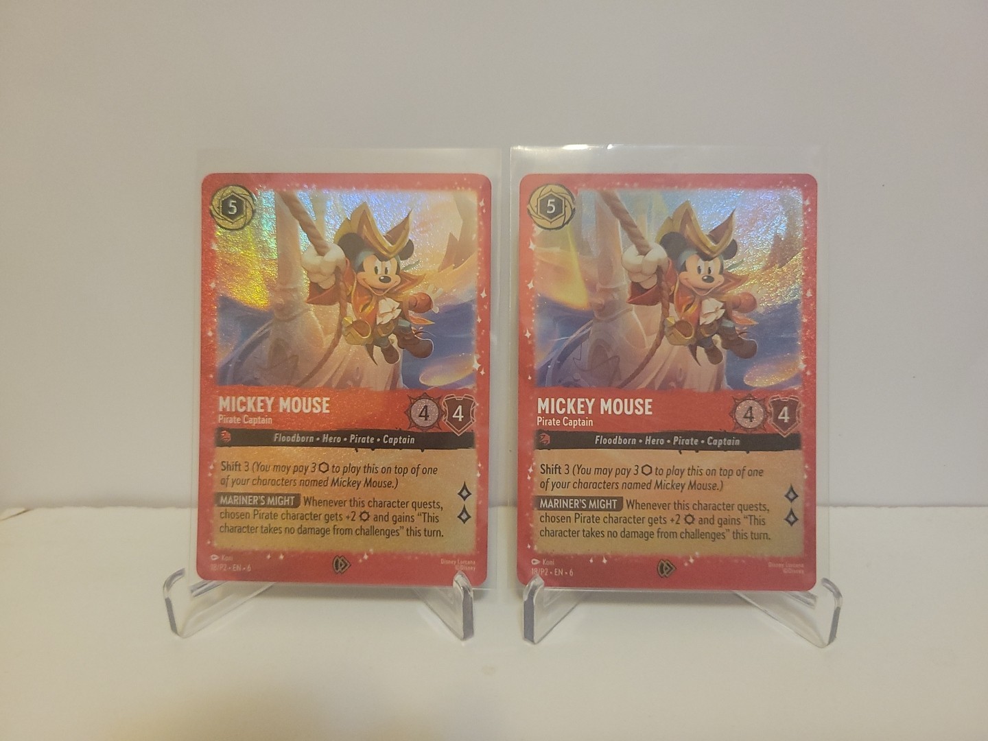 Disney Lorcana Promo Cards Mickey Mouse Pirate Captain Holo 18/P2 (MINT) Cond. Disney Lorcana Promo Cards Mickey Mouse Pirate Captain Holo 18/P2 (MINT) Cond.