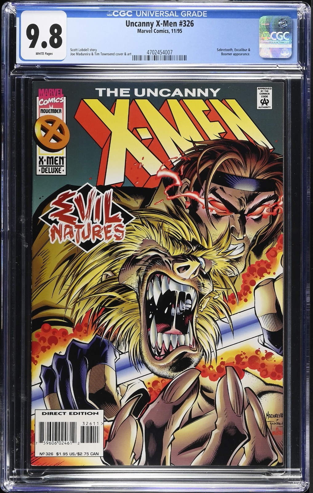 UNCANNY X-MEN #326 CGC 9.8 WP NM/M 1995 SABRETOOTH Executioner BOOMER 1995 🐯⚡️