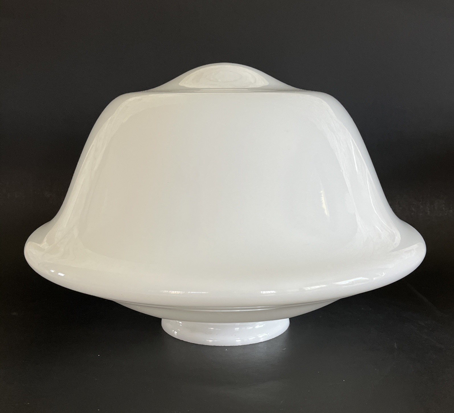 Vintage 1930s Schoolhouse Mushroom Light Ceiling Shade Globe Opaline Milk Glass