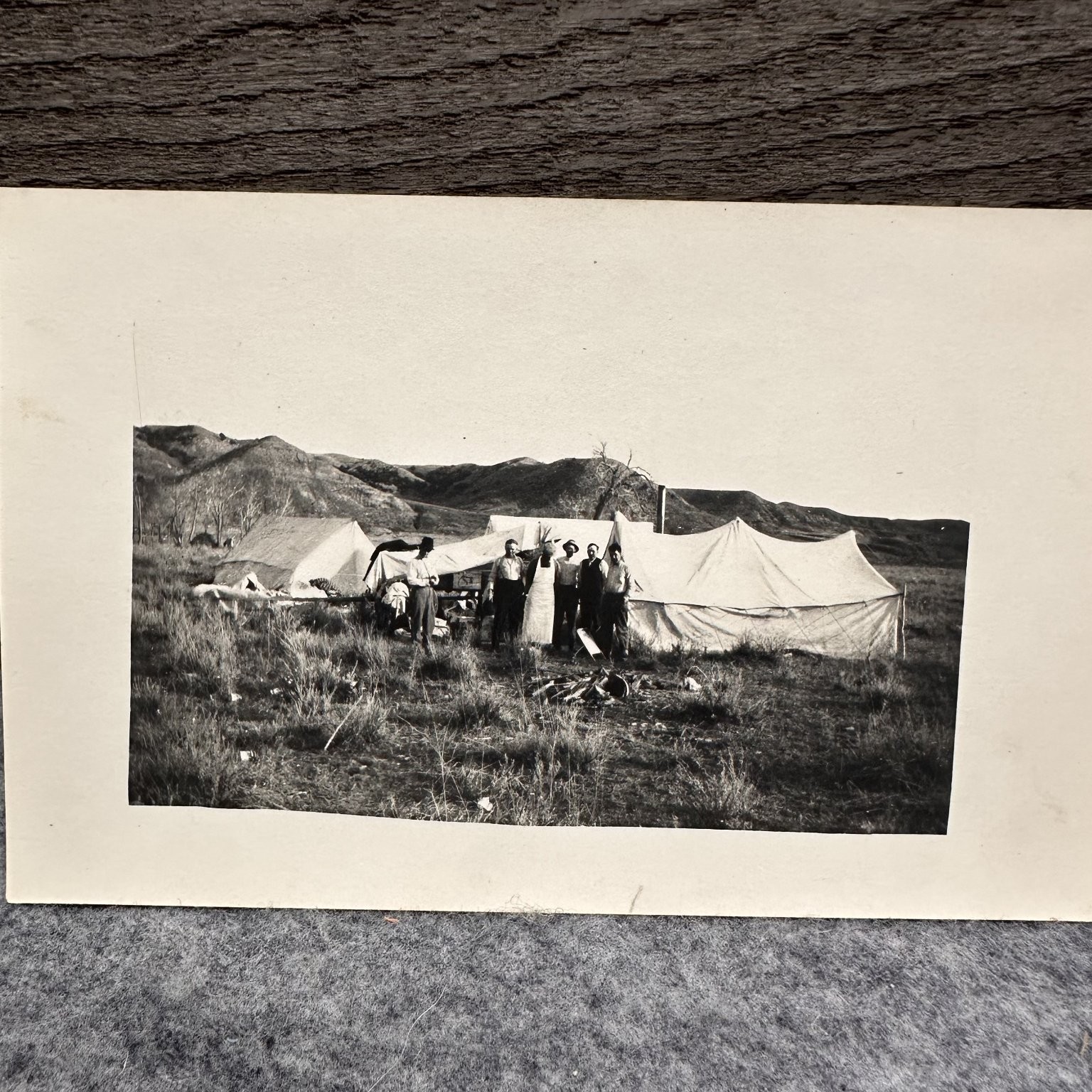 Vintage RPPC Men's Camp Expedition Tent Scene Mountains Real Photo Postcard Vintage RPPC Men's Camp Expedition Tent Scene Mountains Real Photo Postcard