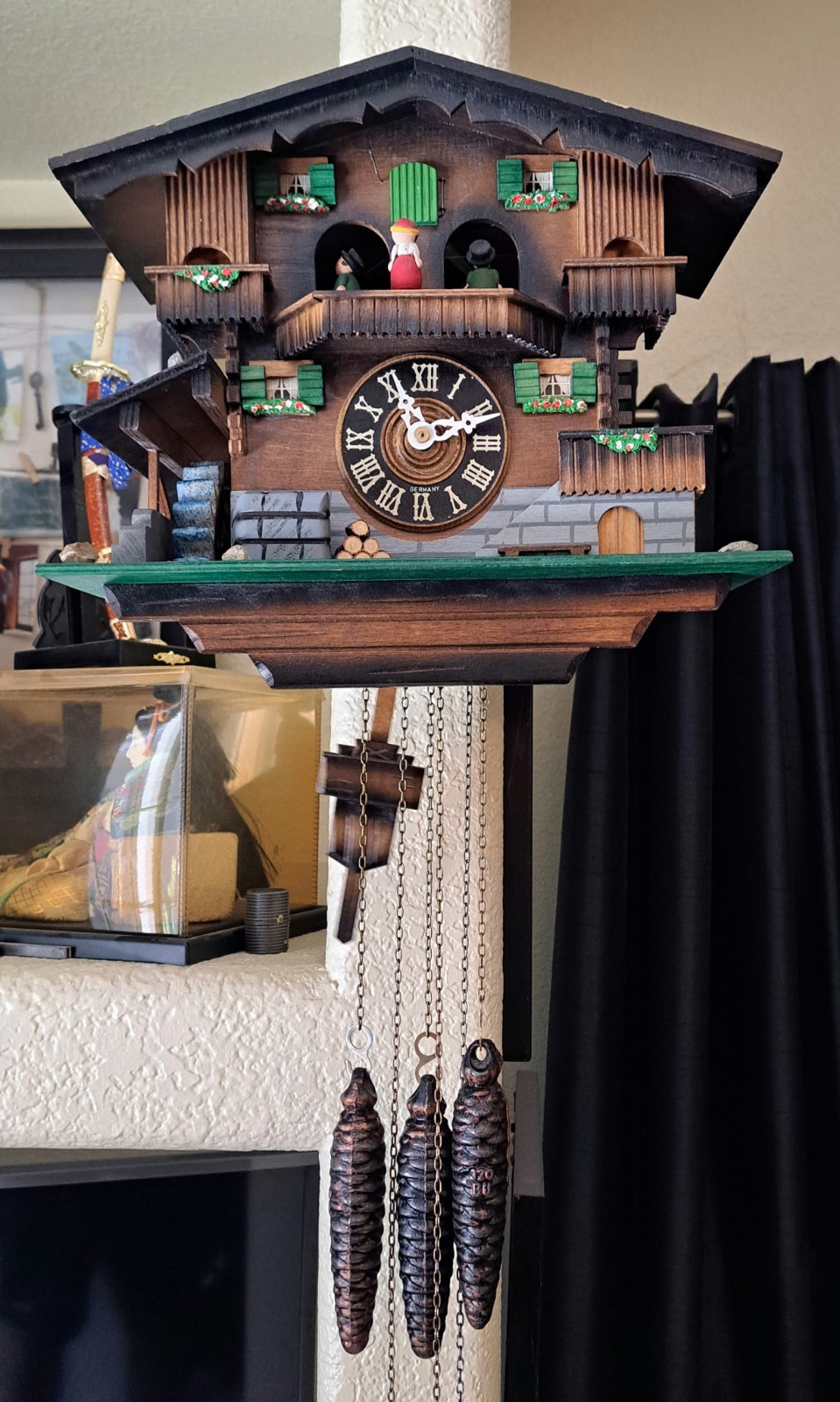 Vintage German Black Forest 3-Weight Musical Cuckoo Clock West Germany Vintage German Black Forest 3-Weight Musical Cuckoo Clock West Germany
