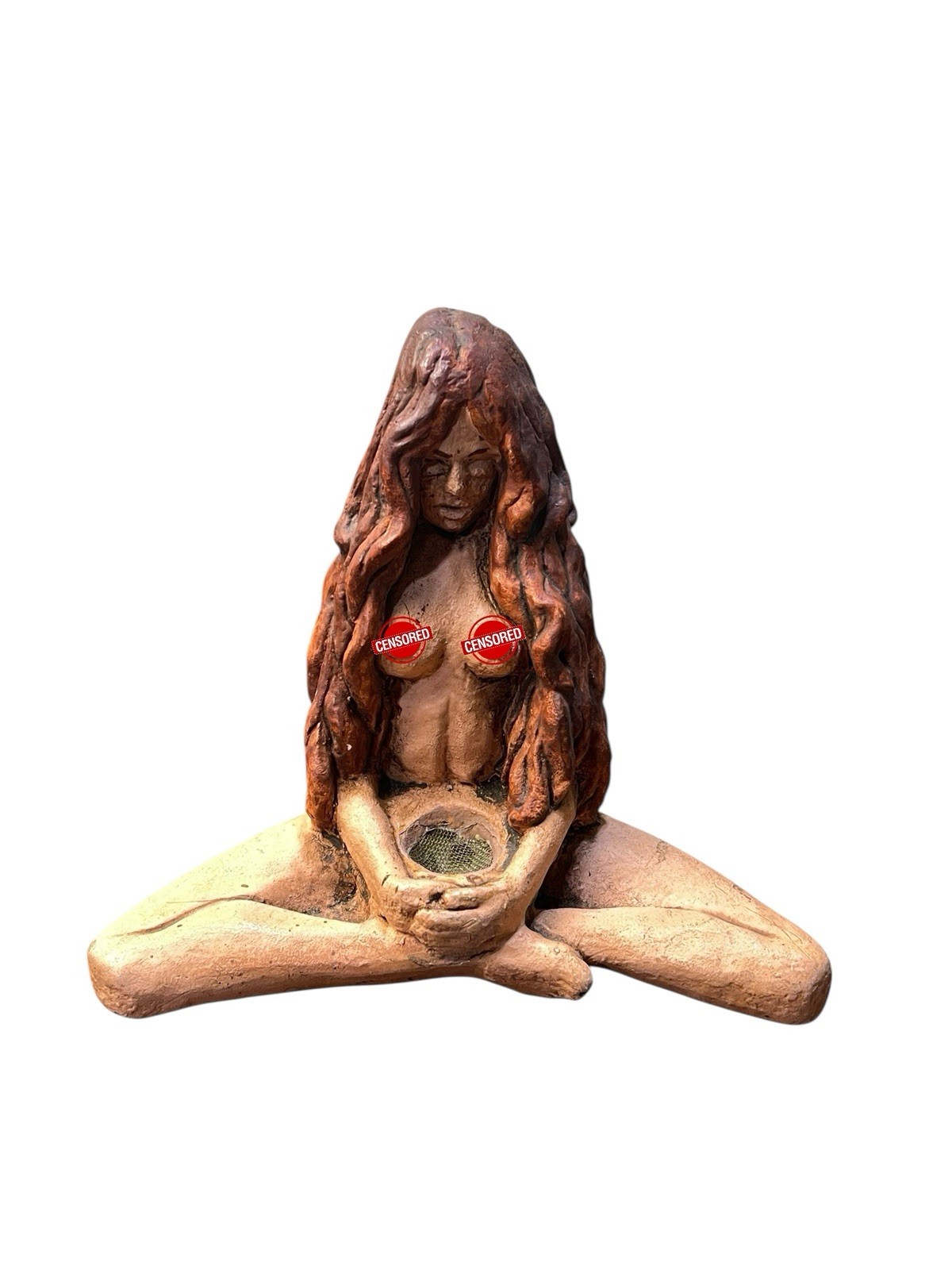 Vintage 70’s RARE Chalkware Handmade Nude Women Sculpture Tobacco Smoking Pipe