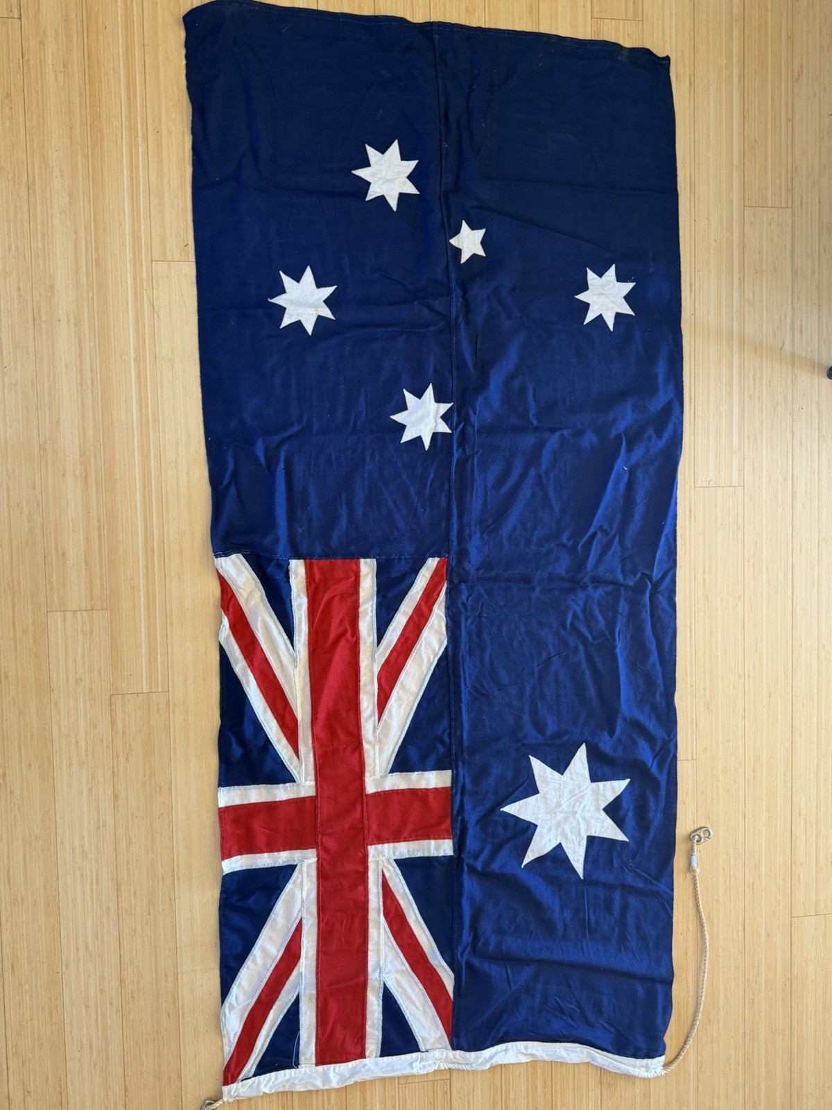 Vintage Australian Flag 6 x 3 ft Sewn Wool Bunting Applique Stars Blue Ensign