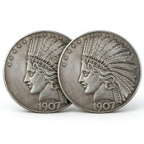 Indian Head Commemorative Coin Replica 2PCS Set – Antique Silver Plated Brass