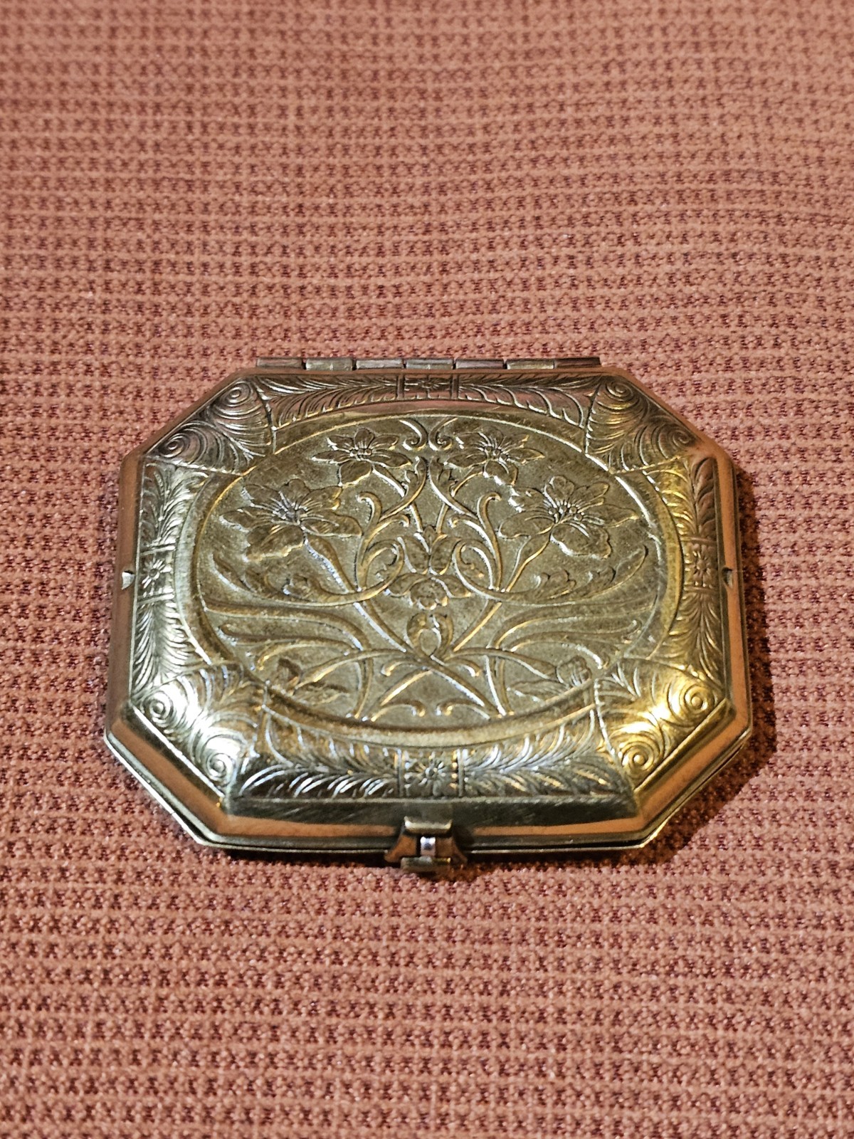 ANTIQUE 1930\'S KARESS BOURJOIS ART NOUVEAU GOLD COMPACT W/MIRROR