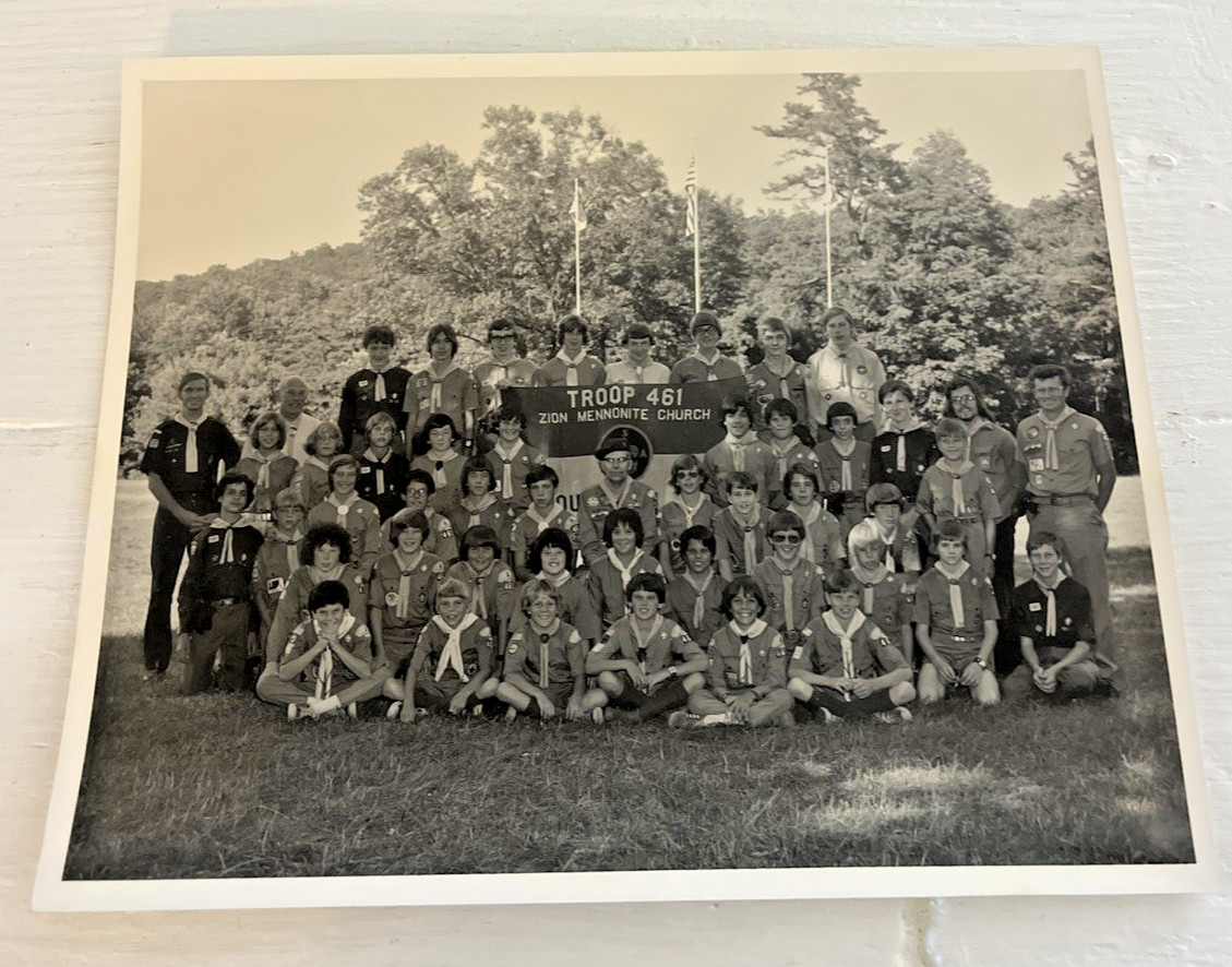 Troop 461 Zion Mennonite Church Boy Scouts Vintage Photo Souderton PA 1970s