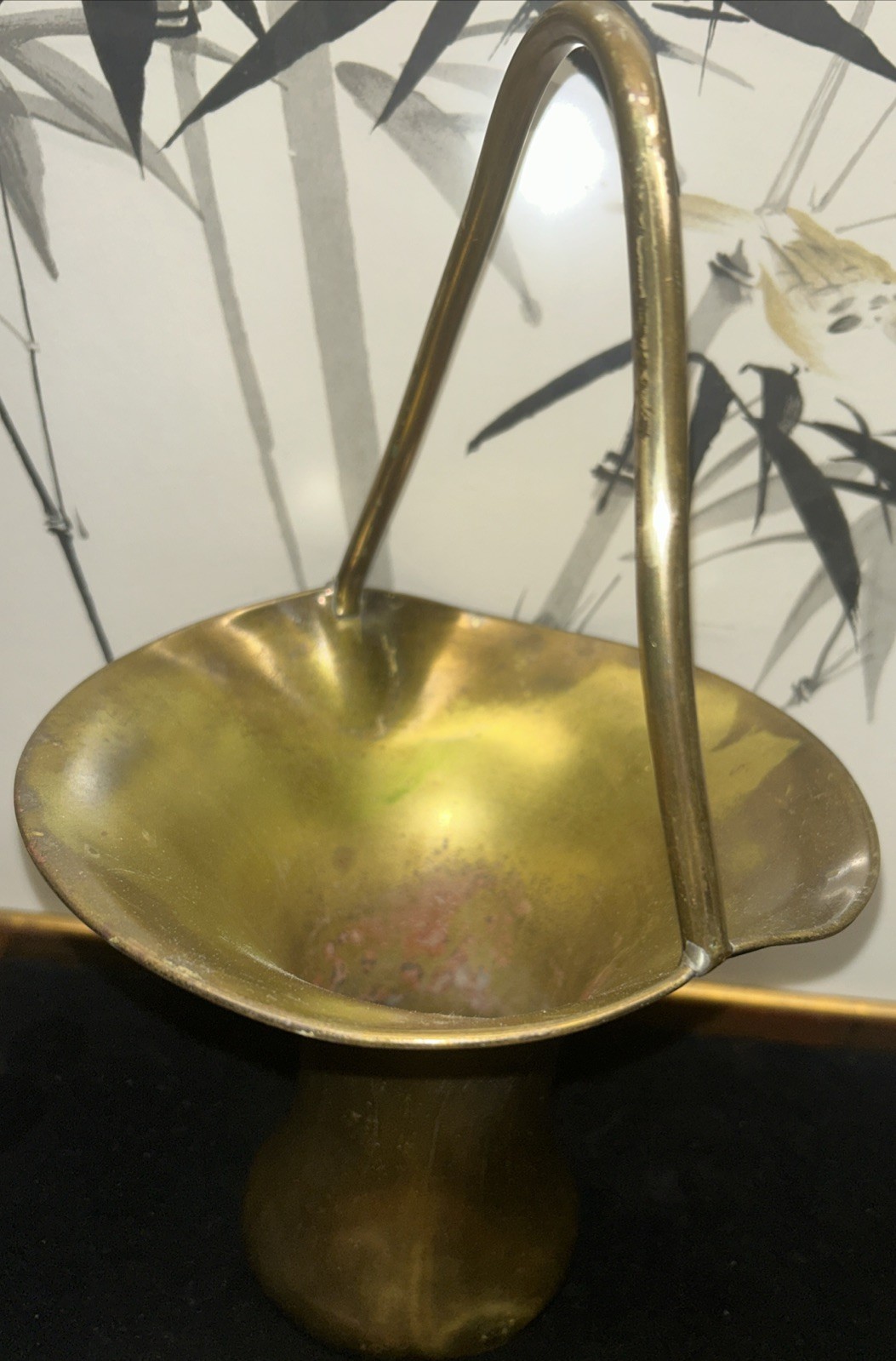 1920s Antique S.W. Farber New York Brass Basket Early 20th Century  12”