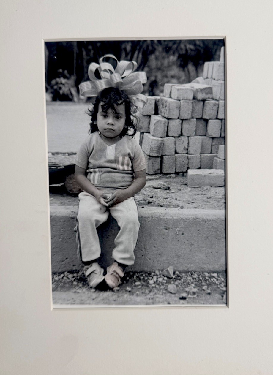 Vintage B&W Photo Young Girl Big Hair Bow Matted - 8x10 Print 11x14 Mat