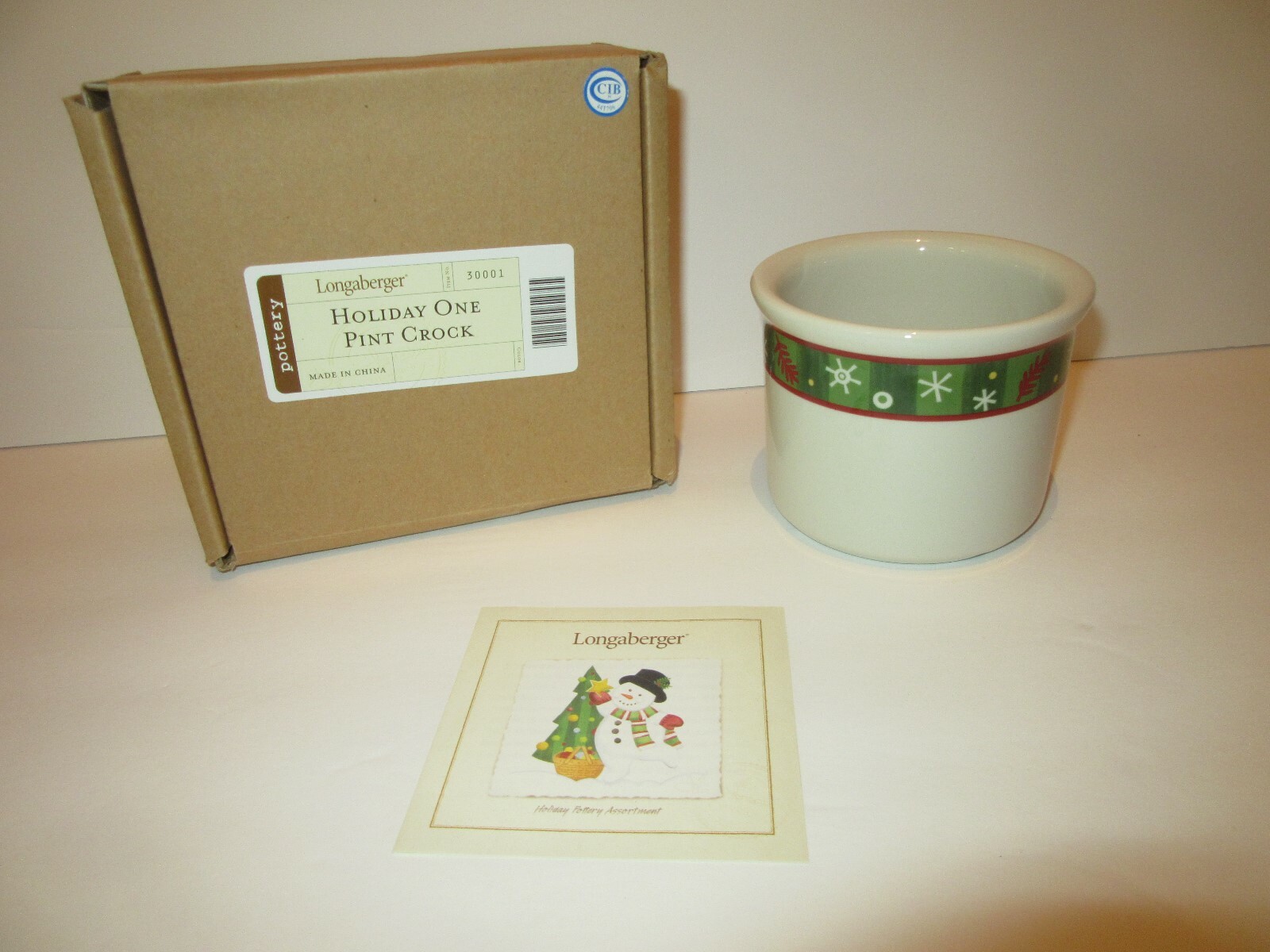 Longaberger Holiday One Pint Crock Candle holder Pottery NEW