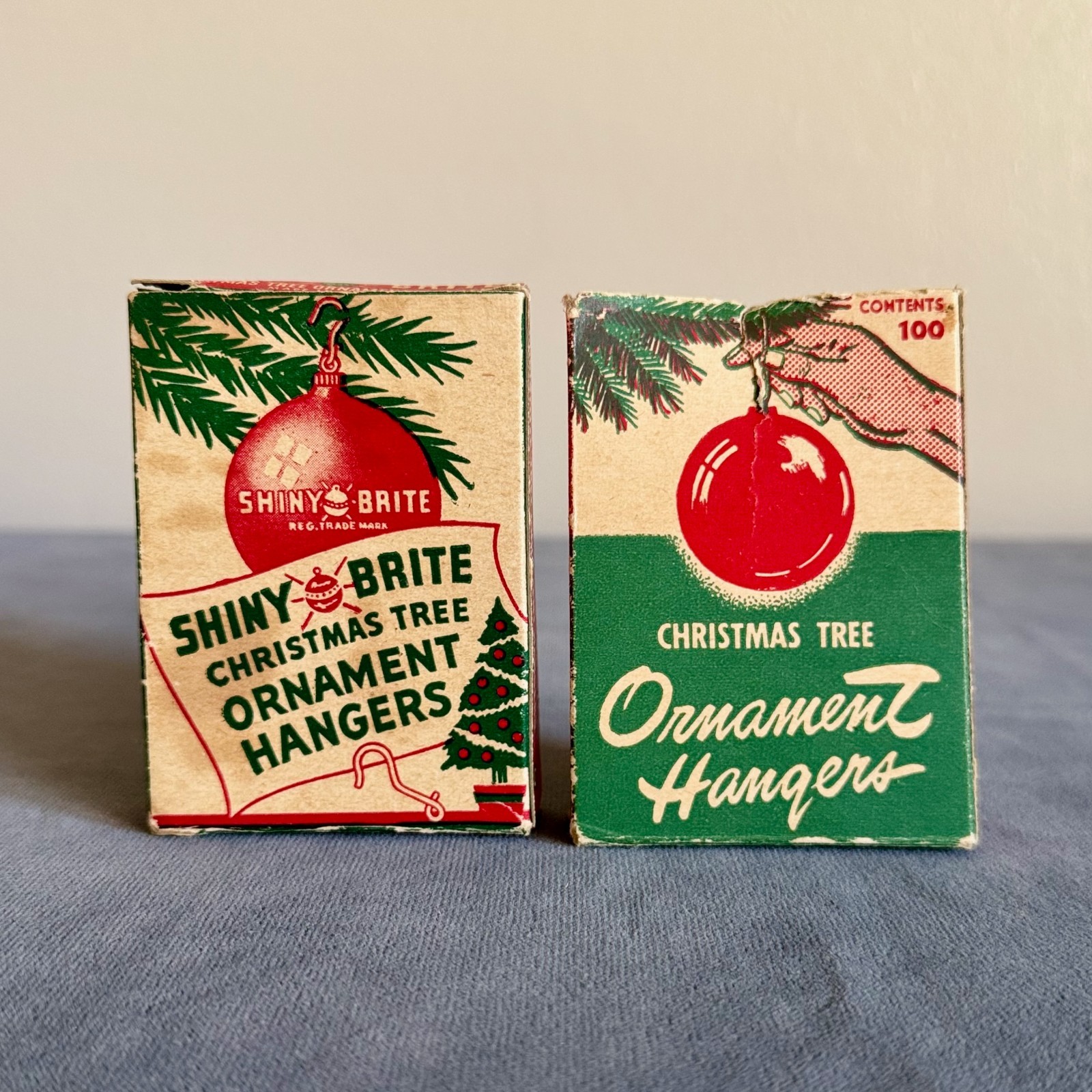Two Empty Vtg Christmas Tree Ornament Hanger Boxes - Shiny Brite & Criterion
