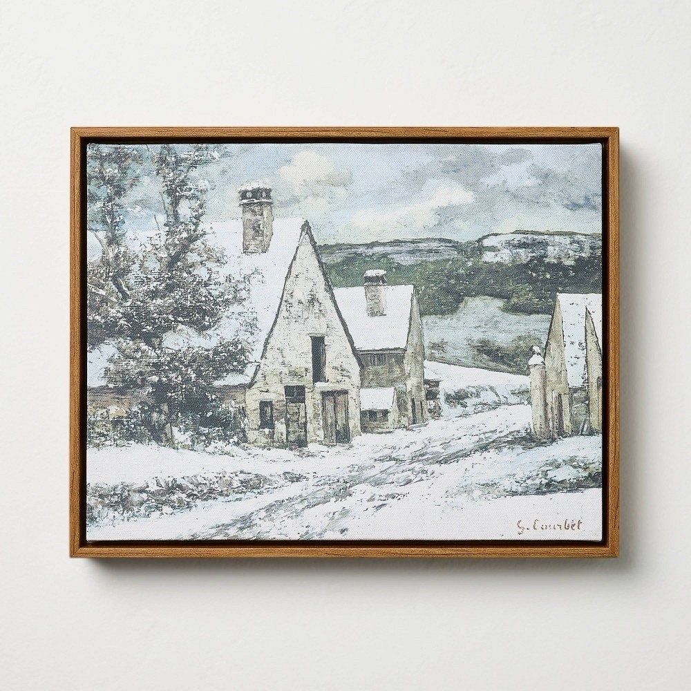 Hearth & Hand Magnolia 11x14 Snowy Town Burlap Wall Art Winter Decor