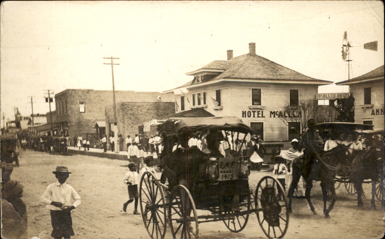 McAllen TX Parade on Main Street c1910s Real Photo Vintage Postcard bhn