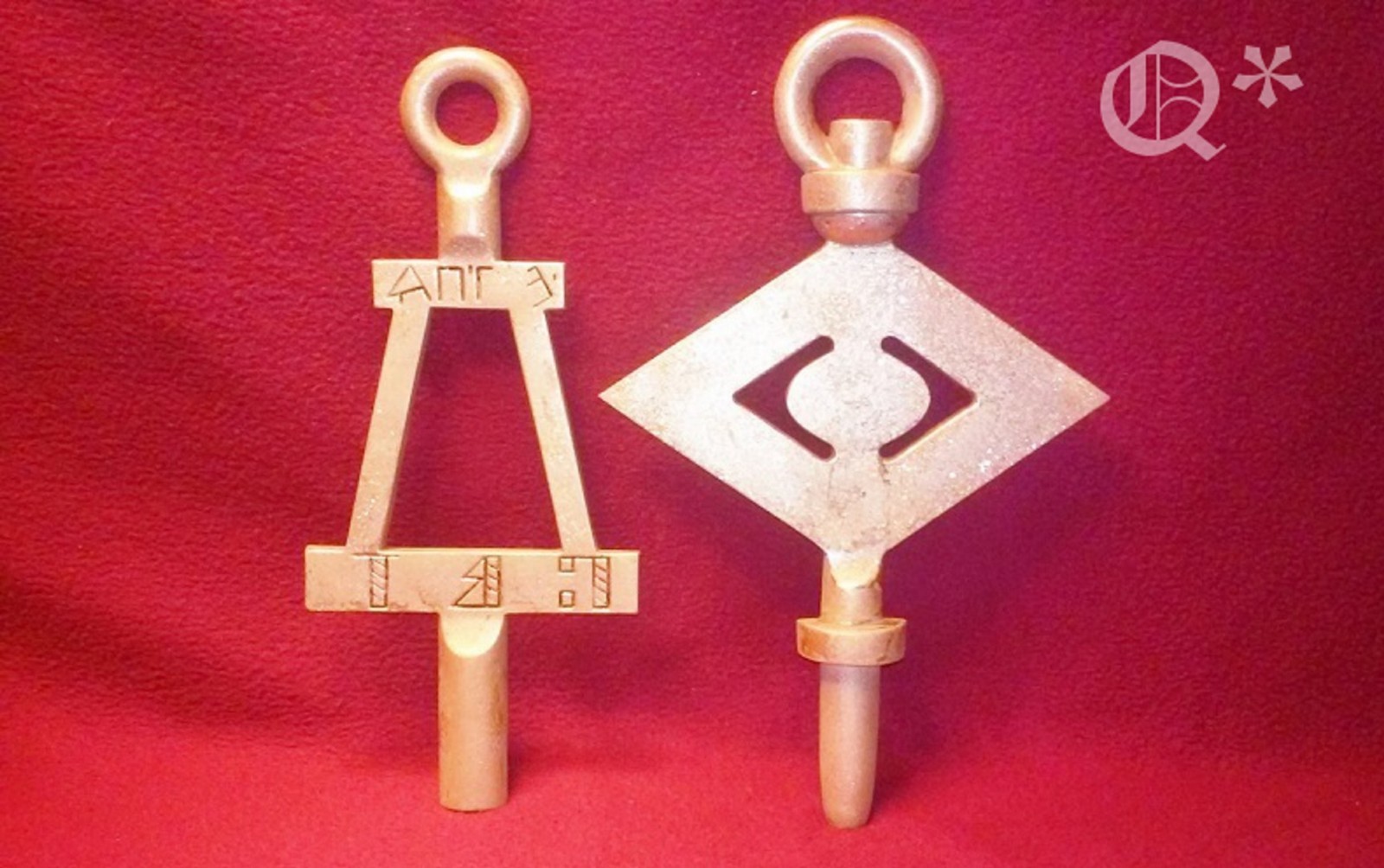 2 Vintage Solid Brass Wall Hangings Symbols Tau Beta Pi
